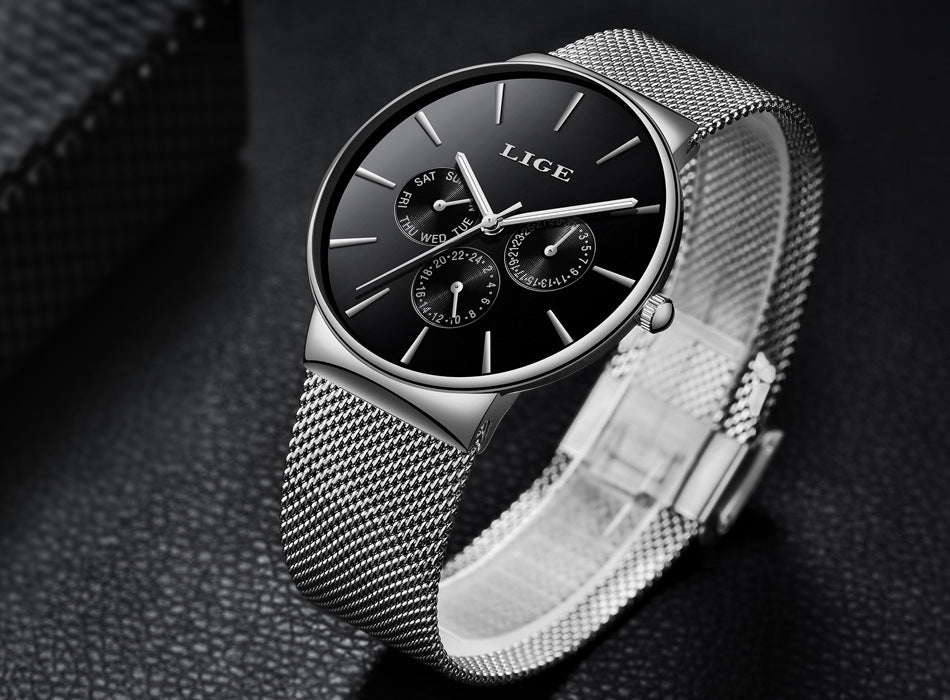 Lige Original – Black & Gold Minimalist Women’s Waterproof Watch
